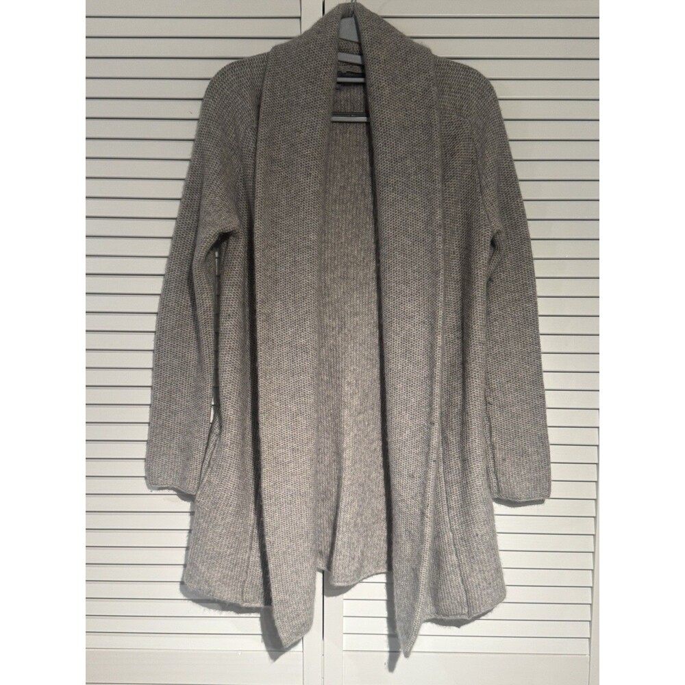 360 Cashmere Cardigan Womens S Gray Cashmere Wool Open Front Sweater Duster